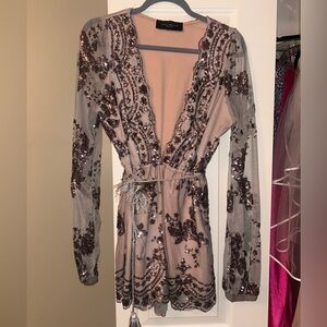 Purple Sequin Romper Size L